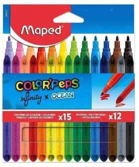 Colouring Kit Colour Pencil Infinity x 15pcs + Felt Pens Ocean x 12pcs MAPED 984747